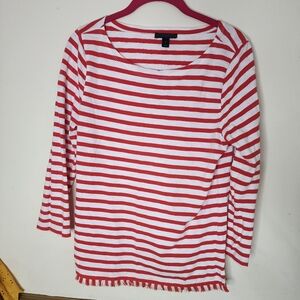 J. Crew Red & White Striped Long Sleeve Tee